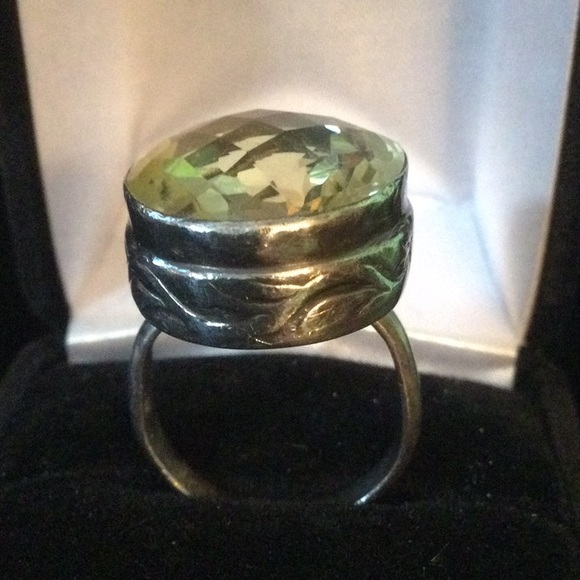 Genuine Lemon Quartz Ring Checkerboard Faceting - Picture 8 of 9